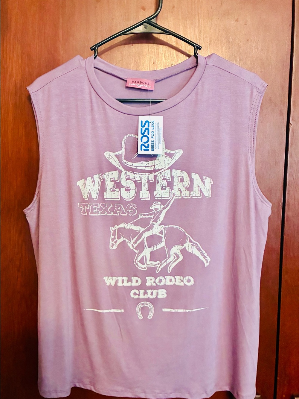 Ragdoll Sleeveless Western Rodeo Graphic Tee - Mauve